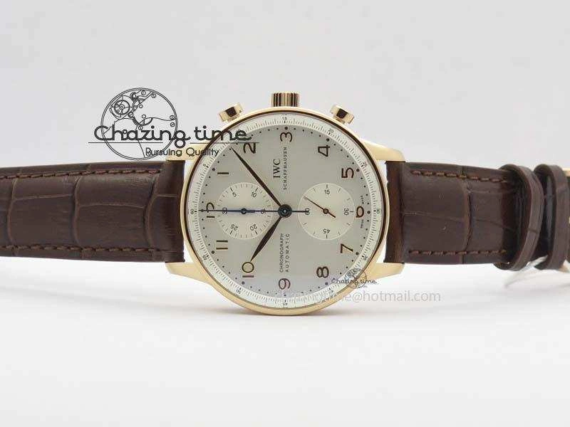 Portuguese Chrono RG IW371480 ZF 1:1 Best Edition White Dial On Brown Leather Strap A7750 V StreetReady 7266