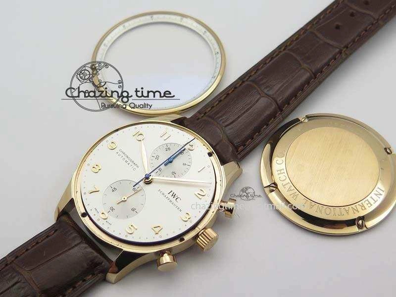 Portuguese Chrono RG IW371480 ZF 1:1 Best Edition White Dial On Brown Leather Strap A7750 V StreetReady 7266