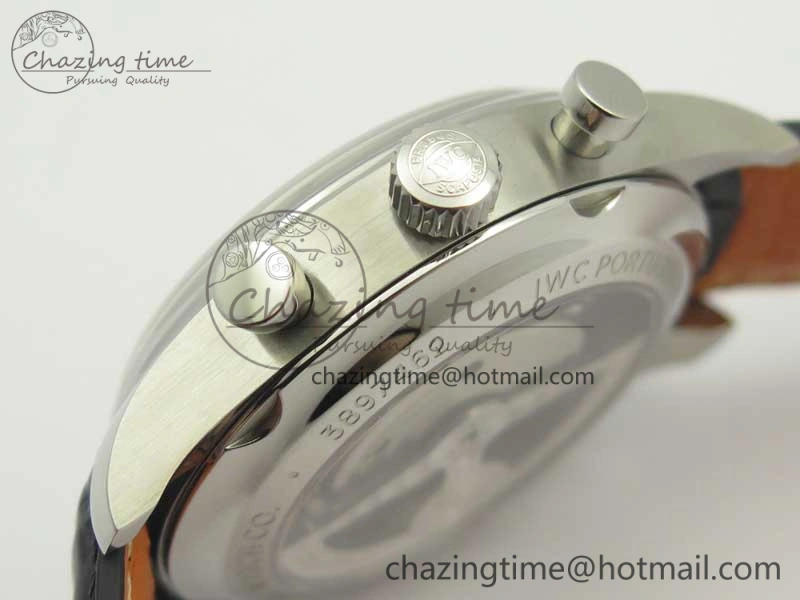 RelaxedFit Portuguese Chrono SS ZF 1:1 Best Edition Gray Dial SS On Black Leather Strap A 7215