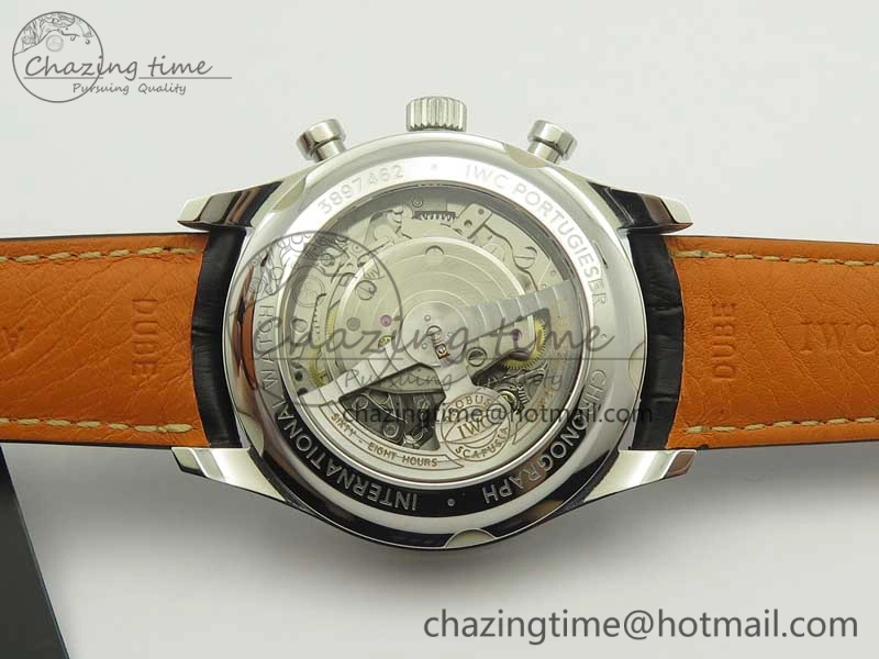 RelaxedFit Portuguese Chrono SS ZF 1:1 Best Edition Gray Dial SS On Black Leather Strap A 7215