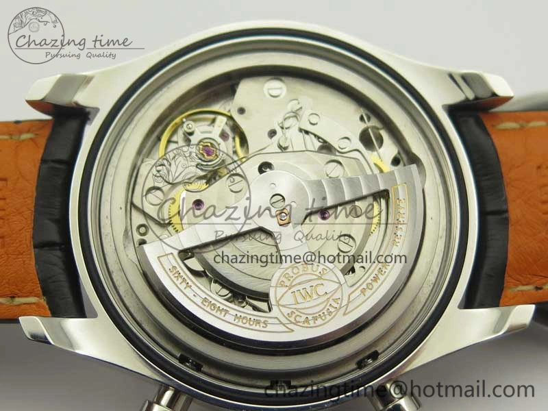 RelaxedFit Portuguese Chrono SS ZF 1:1 Best Edition Gray Dial SS On Black Leather Strap A 7215