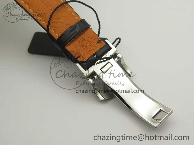RelaxedFit Portuguese Chrono SS ZF 1:1 Best Edition Gray Dial SS On Black Leather Strap A 7215