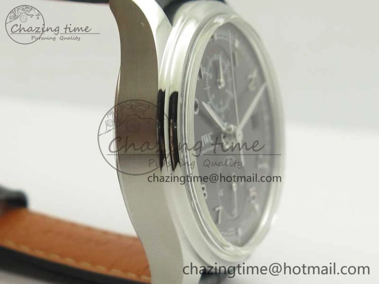 RelaxedFit Portuguese Chrono SS ZF 1:1 Best Edition Gray Dial SS On Black Leather Strap A 7215