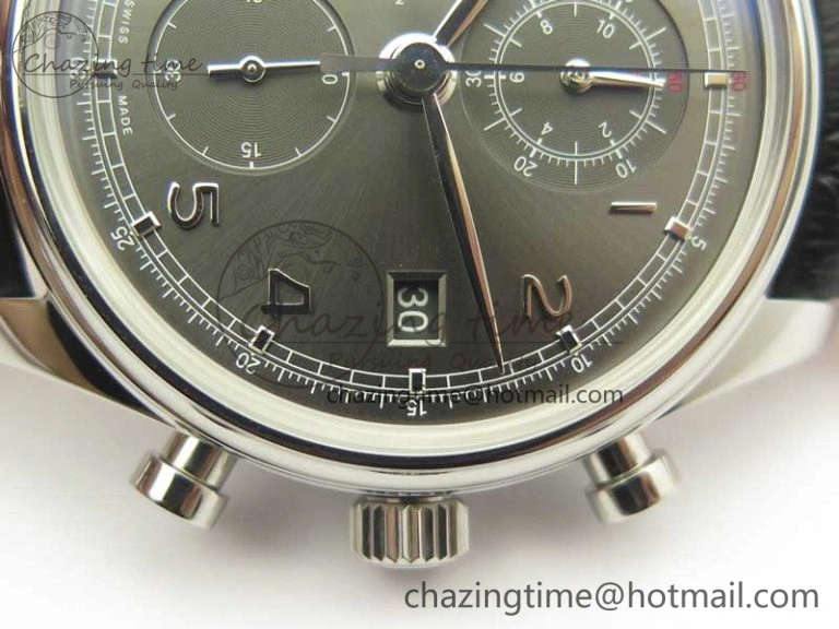 RelaxedFit Portuguese Chrono SS ZF 1:1 Best Edition Gray Dial SS On Black Leather Strap A 7215
