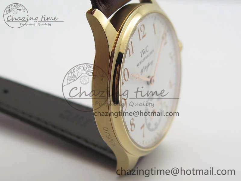 Portuguese Fa Jones IW544201 RG GSF 1:1 Best Edition White Dial On Leather Strap HighPerformance 7228
