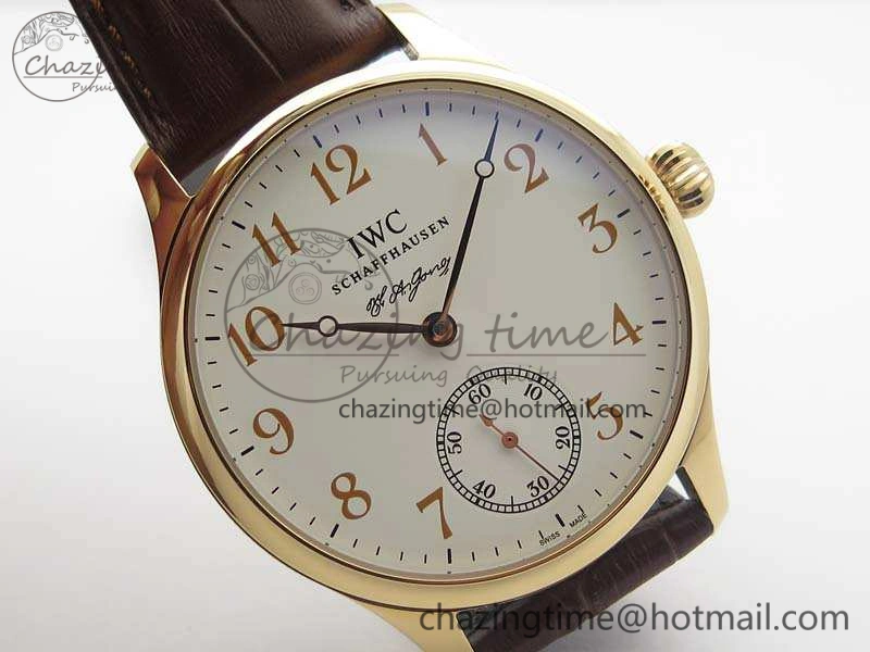 Portuguese Fa Jones IW544201 RG GSF 1:1 Best Edition White Dial On Leather Strap HighPerformance 7228