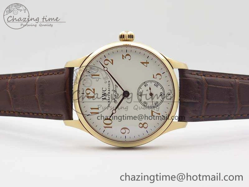 Portuguese Fa Jones IW544201 RG GSF 1:1 Best Edition White Dial On Leather Strap HighPerformance 7228