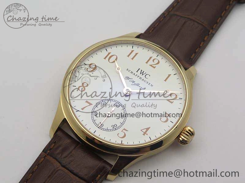 Portuguese Fa Jones IW544201 RG GSF 1:1 Best Edition White Dial On Leather Strap HighPerformance 7228