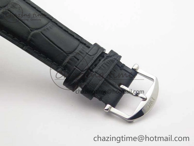 Portuguese Fa Jones IW544202 SS GSF 1:1 Best Edition White Dial On Leather Strap Functional 7229