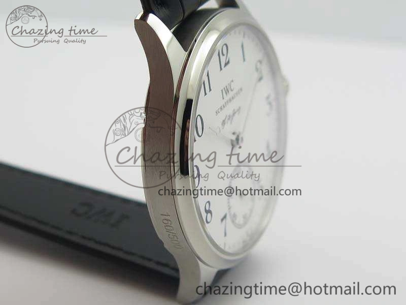 Portuguese Fa Jones IW544202 SS GSF 1:1 Best Edition White Dial On Leather Strap Functional 7229