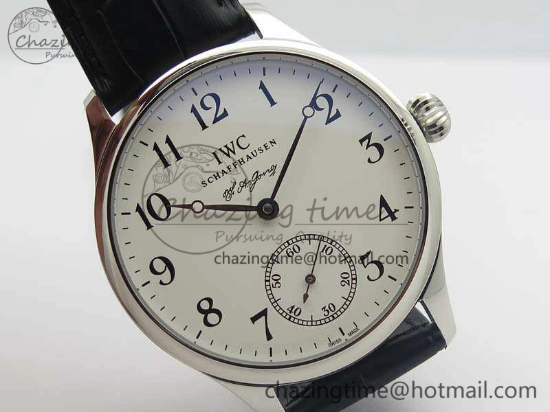 Portuguese Fa Jones IW544202 SS GSF 1:1 Best Edition White Dial On Leather Strap Functional 7229
