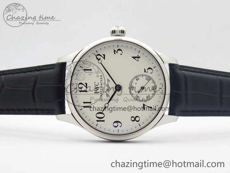 Portuguese Fa Jones IW544202 SS GSF 1:1 Best Edition White Dial On Leather Strap Functional 7229