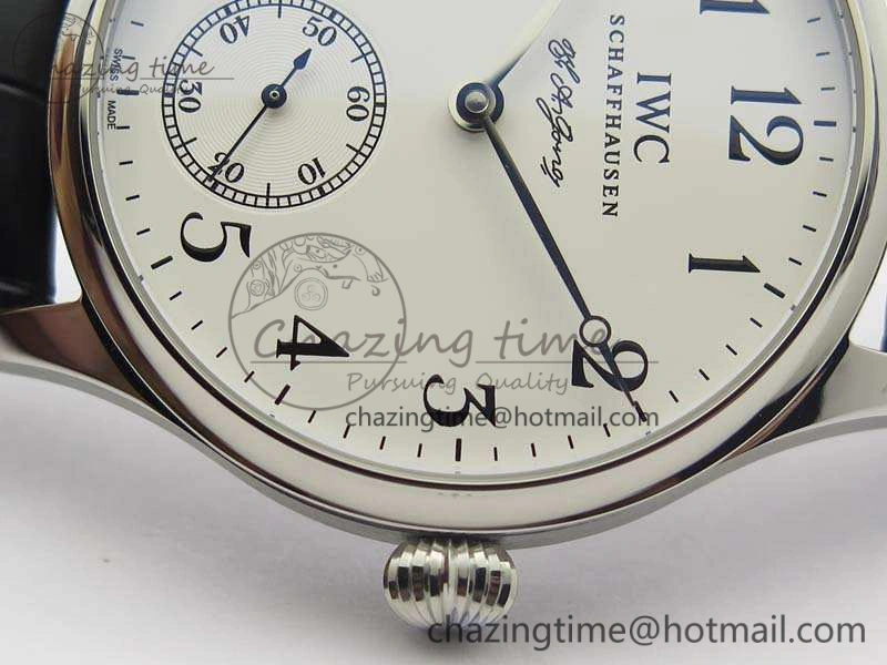 Portuguese Fa Jones IW544202 SS GSF 1:1 Best Edition White Dial On Leather Strap Functional 7229