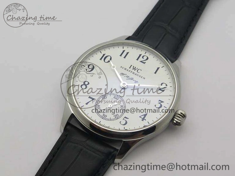 Portuguese Fa Jones IW544202 SS GSF 1:1 Best Edition White Dial On Leather Strap Functional 7229