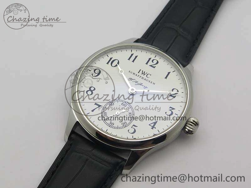 Portuguese Fa Jones IW544202 SS GSF 1:1 Best Edition White Dial On Leather Strap Functional 7229