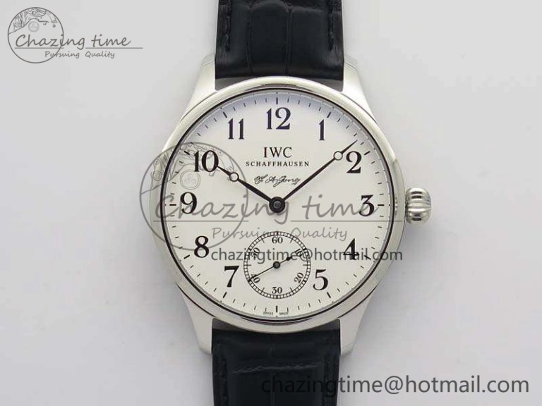 Portuguese Fa Jones IW544202 SS GSF 1:1 Best Edition White Dial On Leather Strap Functional 7229