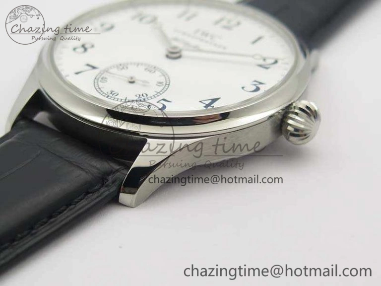 Portuguese Fa Jones IW544202 SS GSF 1:1 Best Edition White Dial On Leather Strap Functional 7229