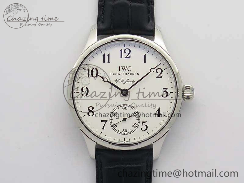 Portuguese Fa Jones IW544202 SS GSF 1:1 Best Edition White Dial On Leather Strap Functional 7229