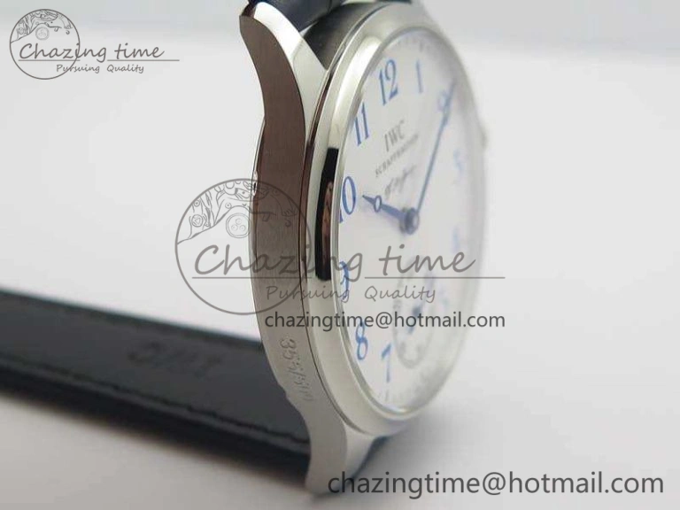 Portuguese Fa Jones IW544203 SS GSF 1:1 Best Edition White Dial On Leather Strap Casual 7235