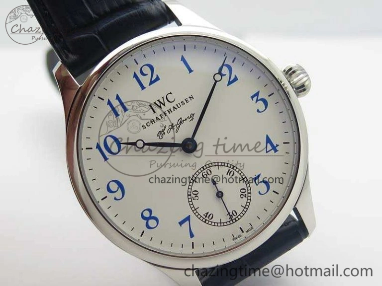Portuguese Fa Jones IW544203 SS GSF 1:1 Best Edition White Dial On Leather Strap Casual 7235