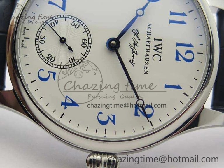 Portuguese Fa Jones IW544203 SS GSF 1:1 Best Edition White Dial On Leather Strap Casual 7235