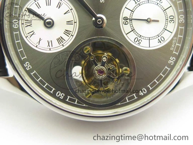 Portuguese Flying Tourbillon SS Gray Dial 2 Sub Dials on Black Leather Strap ComfortFit 7159