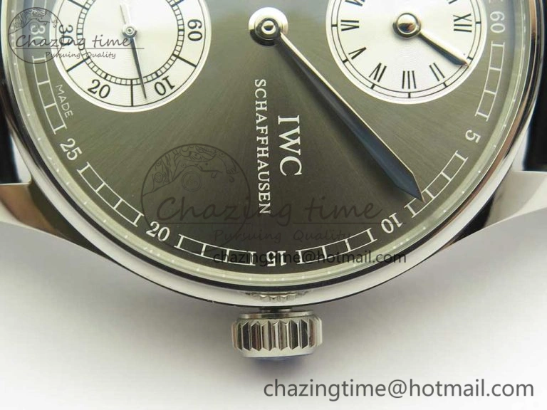 Portuguese Flying Tourbillon SS Gray Dial 2 Sub Dials on Black Leather Strap ComfortFit 7159