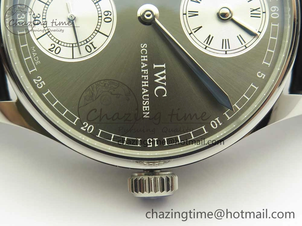 Portuguese Flying Tourbillon SS Gray Dial 2 Sub Dials on Black Leather Strap ComfortFit 7159