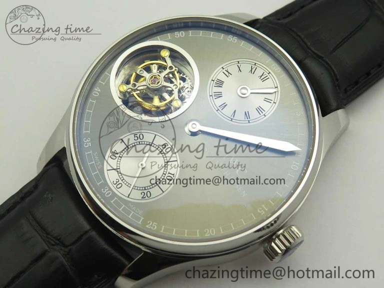 Portuguese Flying Tourbillon SS Gray Dial 2 Sub Dials on Black Leather Strap ComfortFit 7159