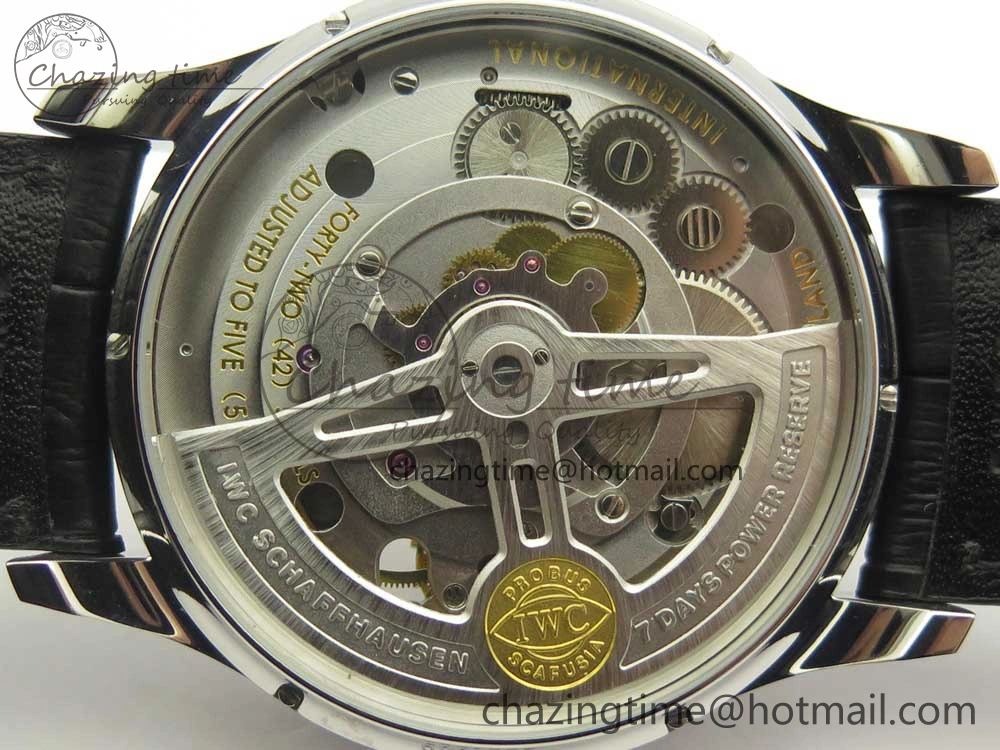 Portuguese Flying Tourbillon SS Gray Dial 2 Sub Dials on Black Leather Strap ComfortFit 7159