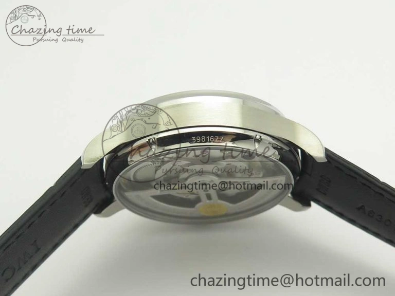 Portuguese Flying Tourbillon SS White Dial 2 Sub Dials on Black Leather Strap SoftTouch 7161