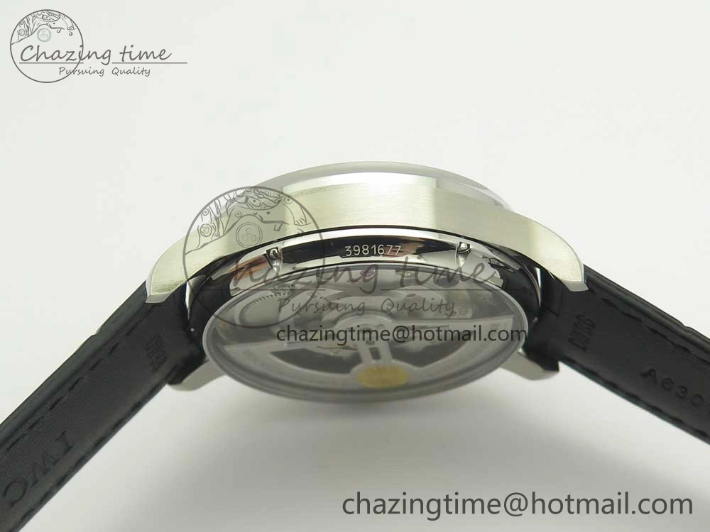 Portuguese Flying Tourbillon SS White Dial 2 Sub Dials on Black Leather Strap SoftTouch 7161
