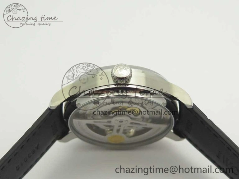 Portuguese Flying Tourbillon SS White Dial 2 Sub Dials on Black Leather Strap SoftTouch 7161