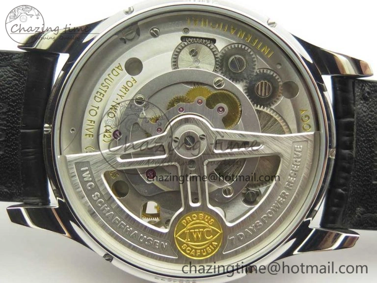 Portuguese Flying Tourbillon SS White Dial 2 Sub Dials on Black Leather Strap SoftTouch 7161