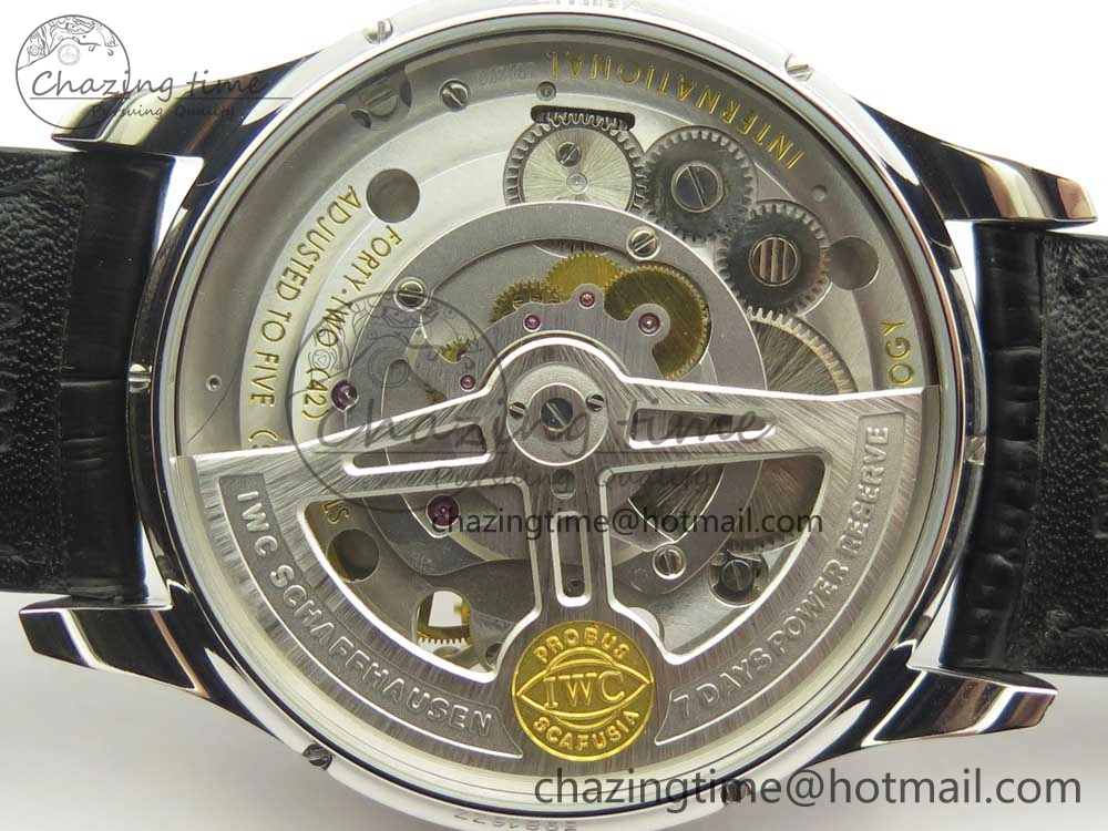 Portuguese Flying Tourbillon SS White Dial 2 Sub Dials on Black Leather Strap SoftTouch 7161