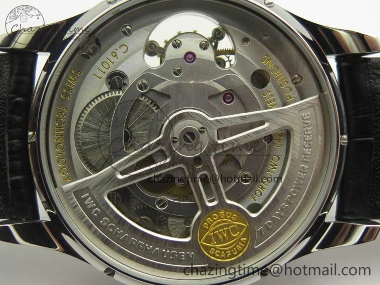 Portuguese Flying Tourbillon SS White Dial 2 Sub Dials on Black Leather Strap SoftTouch 7161