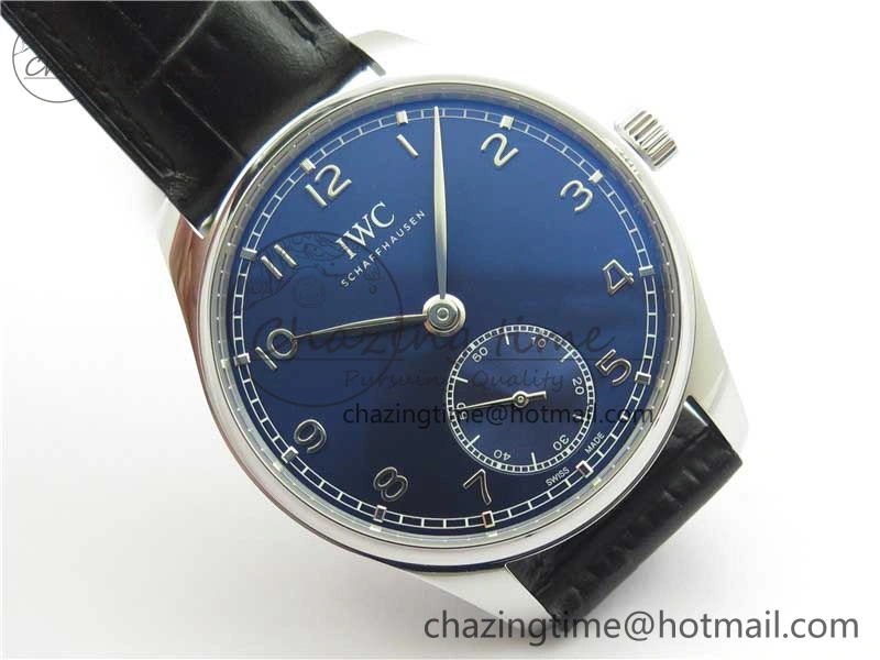Portuguese IW358304 ZF 1:1 Best Edition SS Blue Dial on Leather Strap A TravelReady 7078