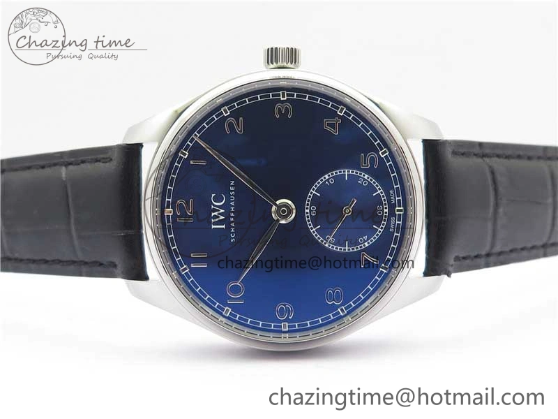 Portuguese IW358304 ZF 1:1 Best Edition SS Blue Dial on Leather Strap A TravelReady 7078