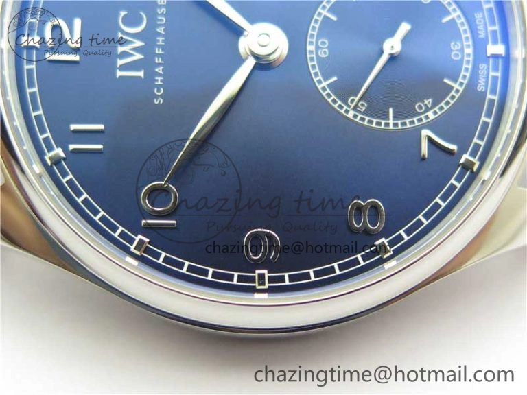 Portuguese IW358304 ZF 1:1 Best Edition SS Blue Dial on Leather Strap A TravelReady 7078
