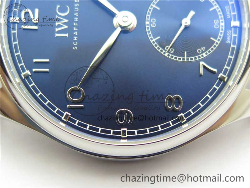 Portuguese IW358304 ZF 1:1 Best Edition SS Blue Dial on Leather Strap A TravelReady 7078