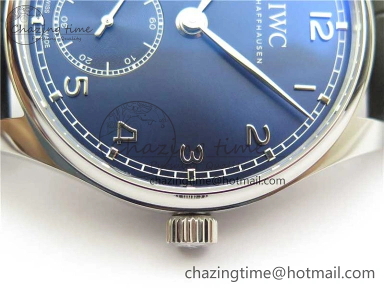 Portuguese IW358304 ZF 1:1 Best Edition SS Blue Dial on Leather Strap A TravelReady 7078