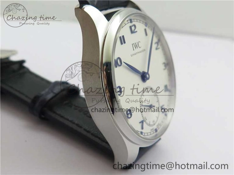 Practical Portuguese IW358304 ZF 1:1 Best Edition SS White Dial Blue Markers on Leather Strap A 7079