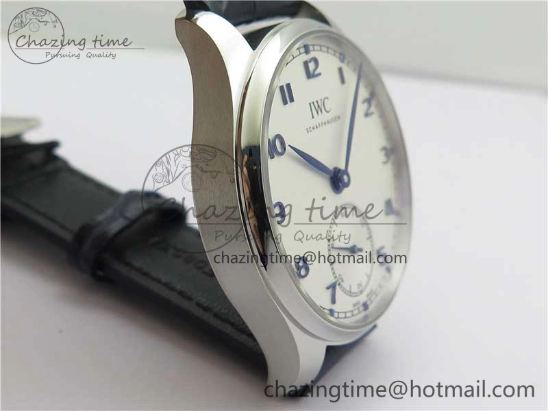 Practical Portuguese IW358304 ZF 1:1 Best Edition SS White Dial Blue Markers on Leather Strap A 7079