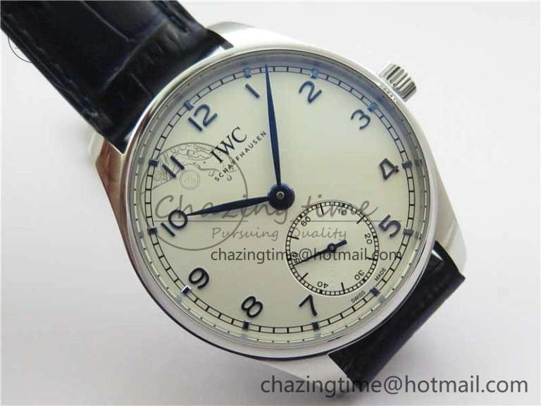 Practical Portuguese IW358304 ZF 1:1 Best Edition SS White Dial Blue Markers on Leather Strap A 7079
