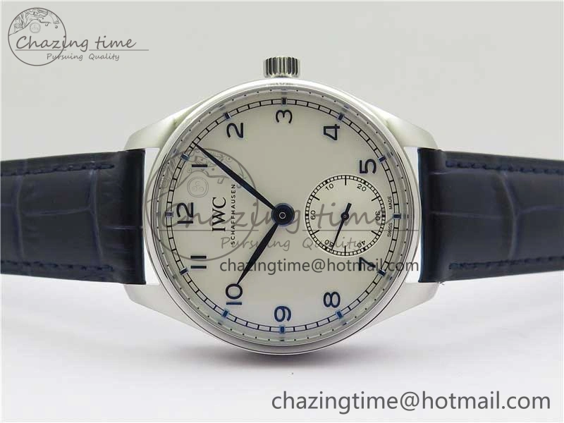 Practical Portuguese IW358304 ZF 1:1 Best Edition SS White Dial Blue Markers on Leather Strap A 7079