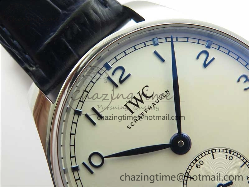 Practical Portuguese IW358304 ZF 1:1 Best Edition SS White Dial Blue Markers on Leather Strap A 7079