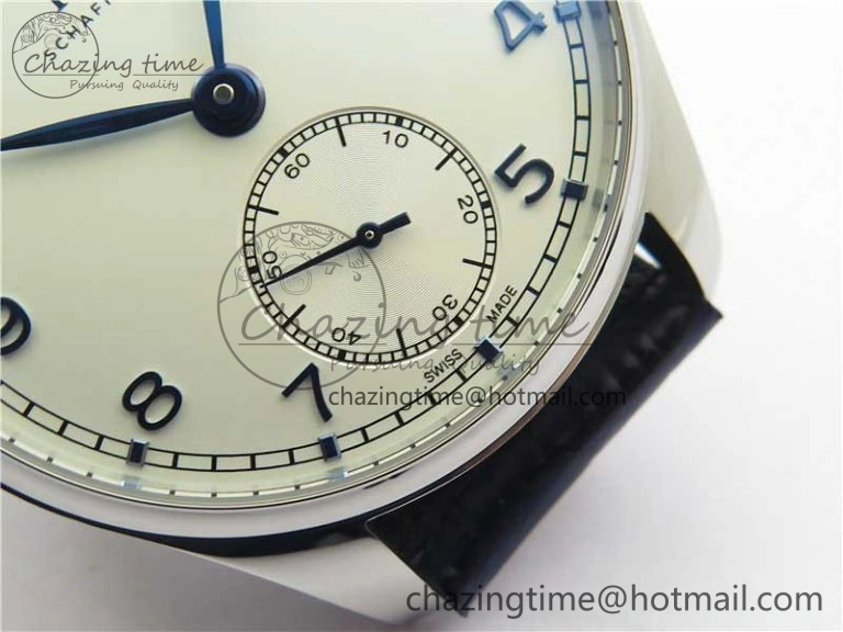 Practical Portuguese IW358304 ZF 1:1 Best Edition SS White Dial Blue Markers on Leather Strap A 7079