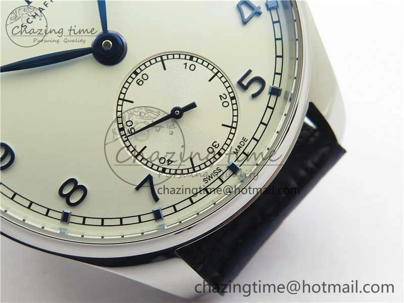 Practical Portuguese IW358304 ZF 1:1 Best Edition SS White Dial Blue Markers on Leather Strap A 7079