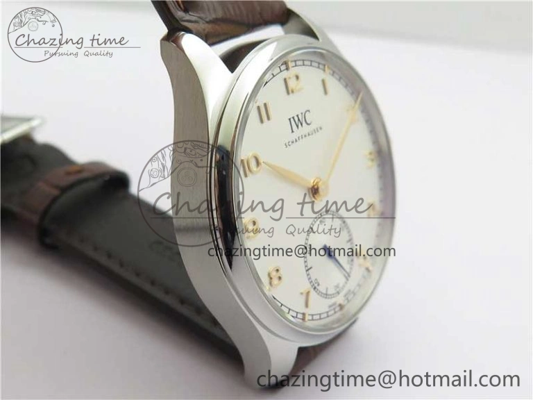 Portuguese IW358304 ZF 1:1 Best Edition SS White Dial RG Markers on Leather Strap A Lightweight 7077
