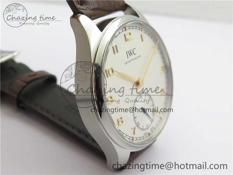 Portuguese IW358304 ZF 1:1 Best Edition SS White Dial RG Markers on Leather Strap A Lightweight 7077